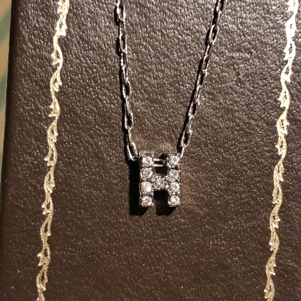 Miriam Haskell Crystal Initial Letter H Necklace - image 4